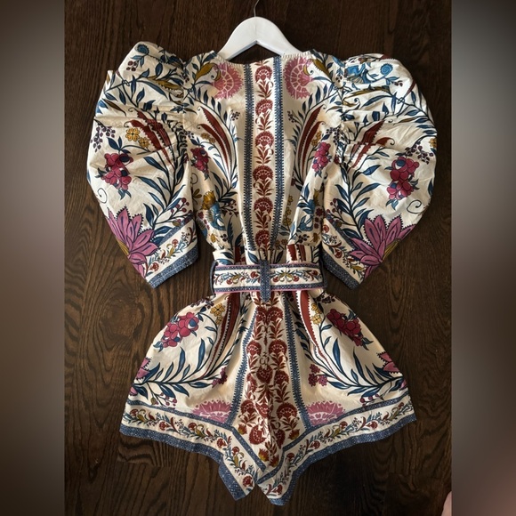 FARM RIO -  NWOT Cream Romantic Lightness Belted Romper size S - Picture 9 of 11